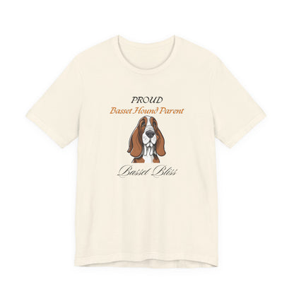 Proud Basset Hound Parent t-shirt sleeve and neckline detail