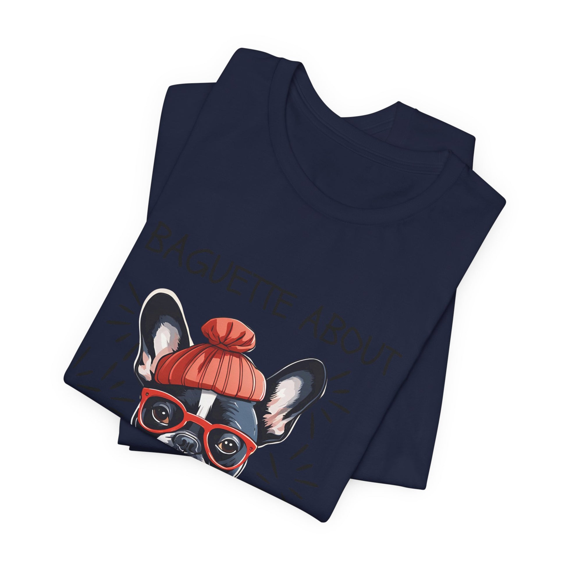 Frenchie baguette T-shirt Red colourway detail shot — SniffWaggleNWalk™