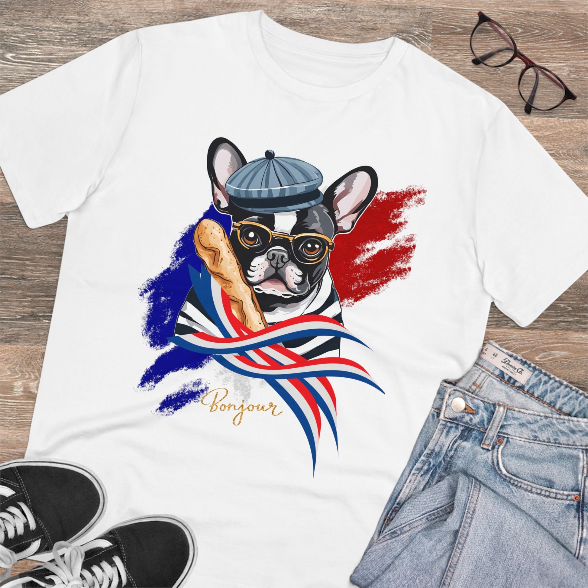 "FRENCH BULLDOG" Organic Creator T-shirt - Unisex by SniffWaggleandWalk™ - Sniff Waggle And Walk