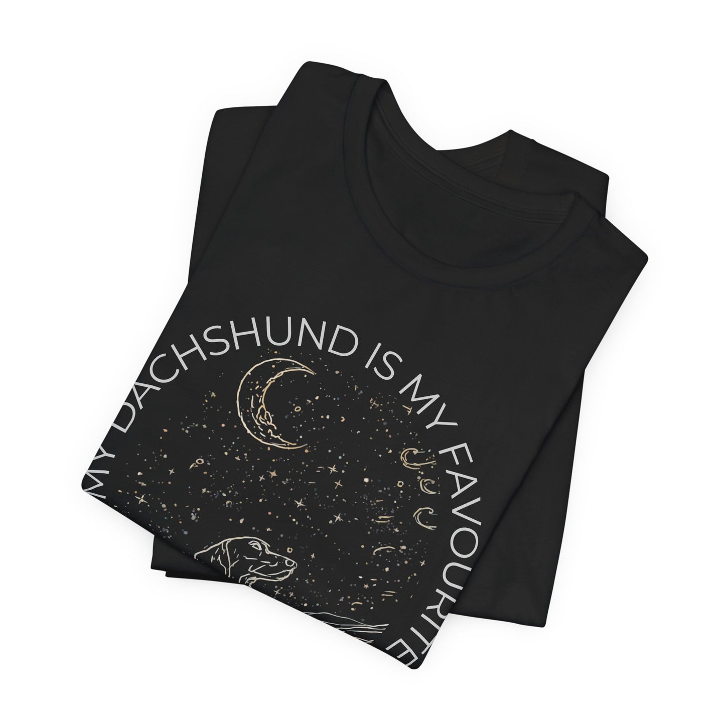 Dachshund Cosmic Companion T-Shirt — "My Dachshund Is My Favourite Cosmic Companion" Dog Lover Tee