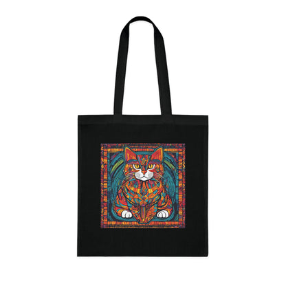 Cat Tote Bag - Stained Glass Cat Design-Sniffwaggleandwalk™