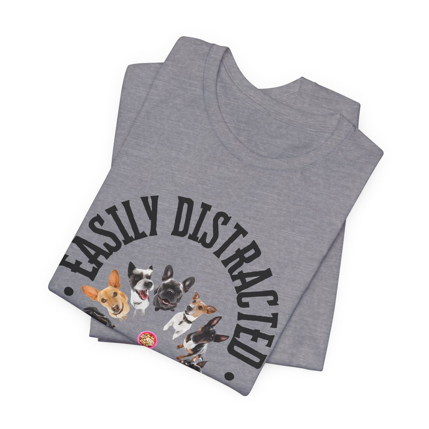 Easily Distracted by Dogs T-Shirt — Heather Prism Blue — organic tee — SniffWaggleNWalk™