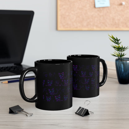 Witchy cat pattern mug detail