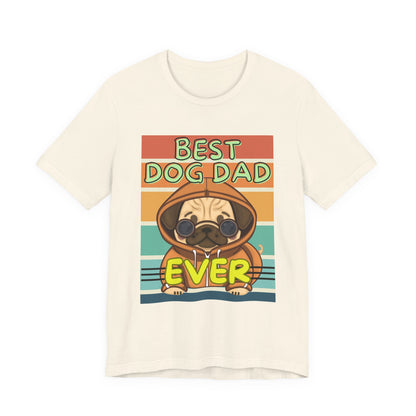 Best Dog Dad Ever T-Shirt in Natural cream — retro pug dog dad design