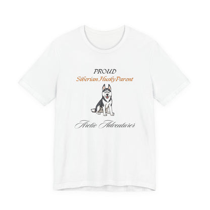 Proud Siberian Husky Parent t-shirt in Yellow, front view