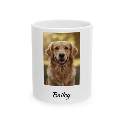 Personalized Dog Photo Mug - Custom Name Ceramic Coffee Cup (11oz & 15oz)