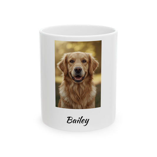 Personalized Dog Photo Mug - Custom Name Ceramic Coffee Cup (11oz & 15oz)