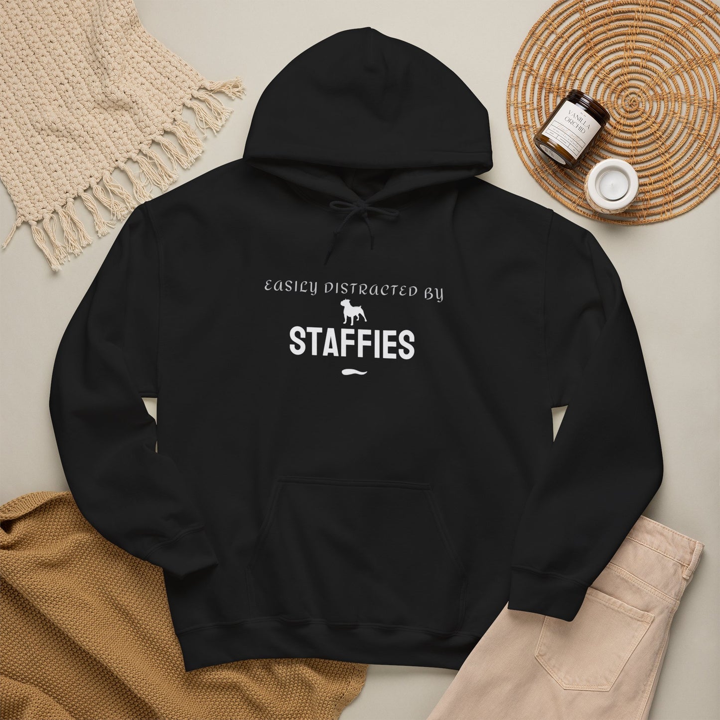 Easily Distracted by Staffies funny hoodie in black