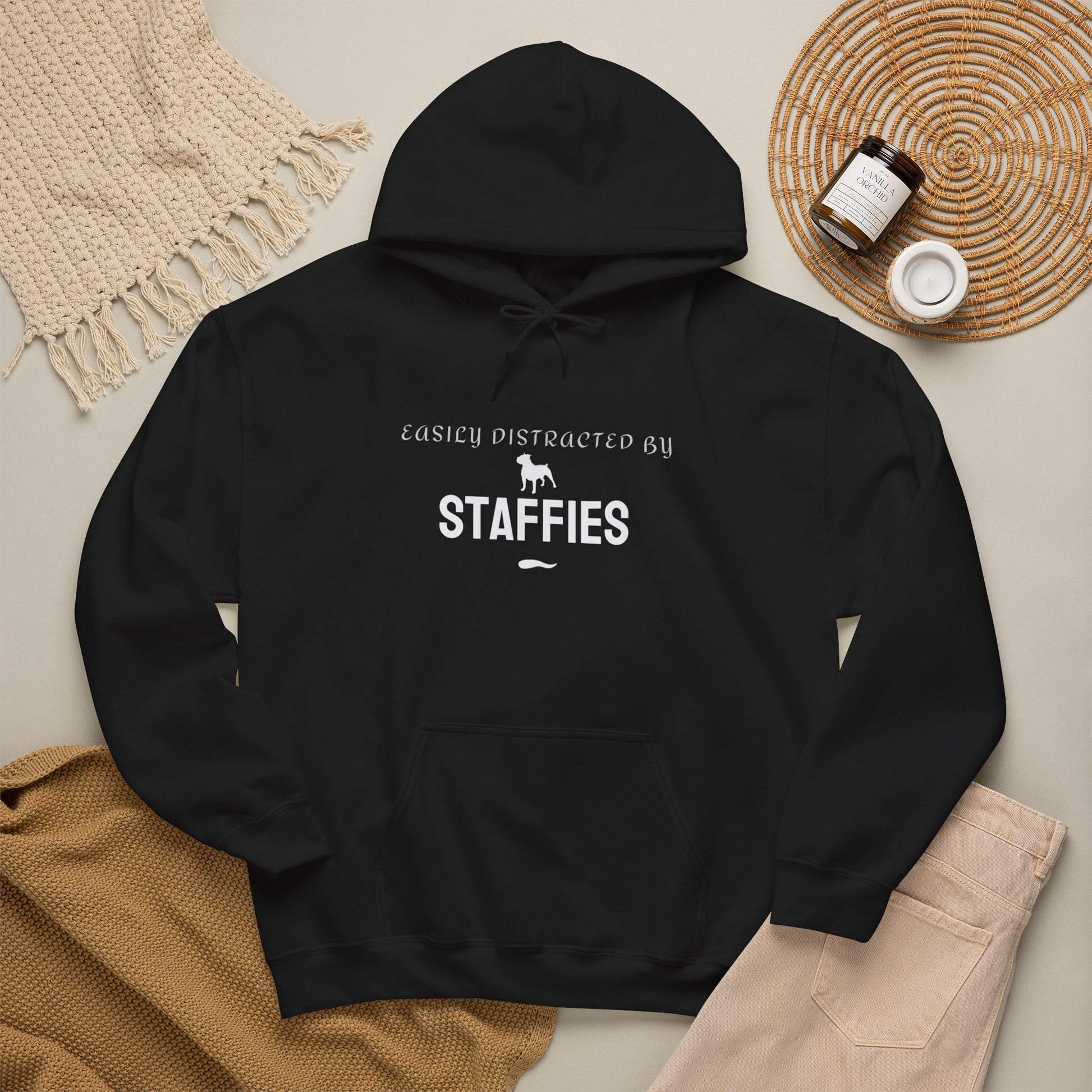 Easily Distracted by Staffies funny hoodie in black