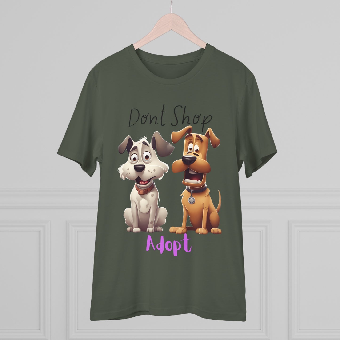 DONT SHOP ADOPT Organic ECO friendly T-shirt - Unisex - Sniff Waggle And Walk