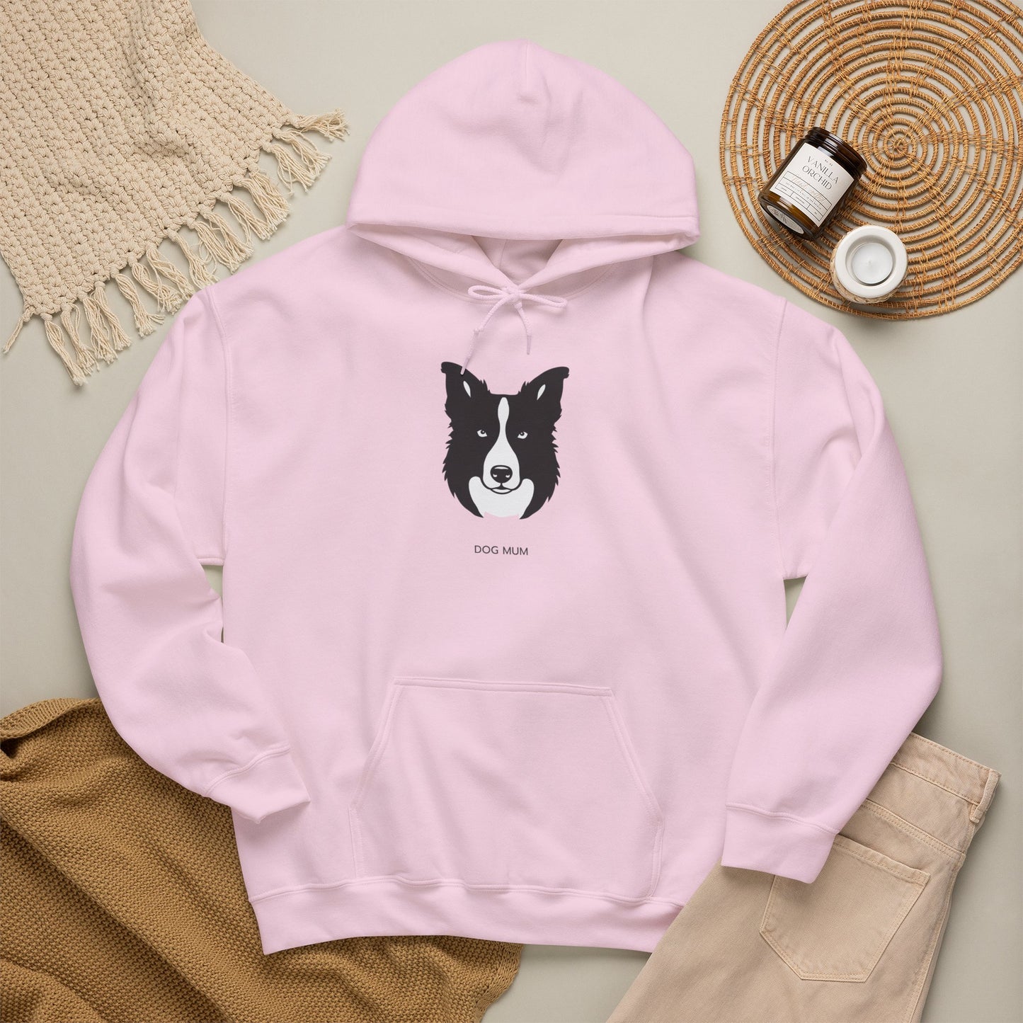 Border Collie Dog Mum hoodie shown folded