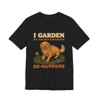 Golden Retriever gardening tee shown on model