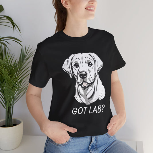GOT LAB? organic cotton Labrador t-shirt in Black worn by a model, front view