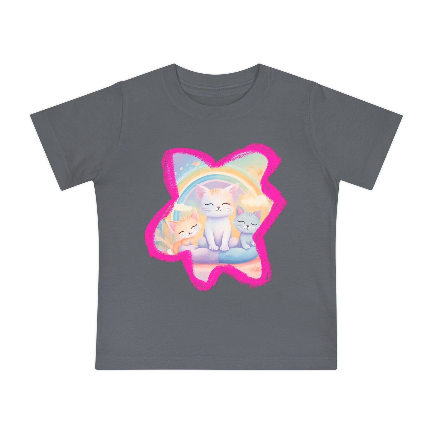 🐱 Adorable Cats & Rainbows Baby T-Shirt – Soft, Stylish & Durable! 🌈-Sniffwaggleandwalk™