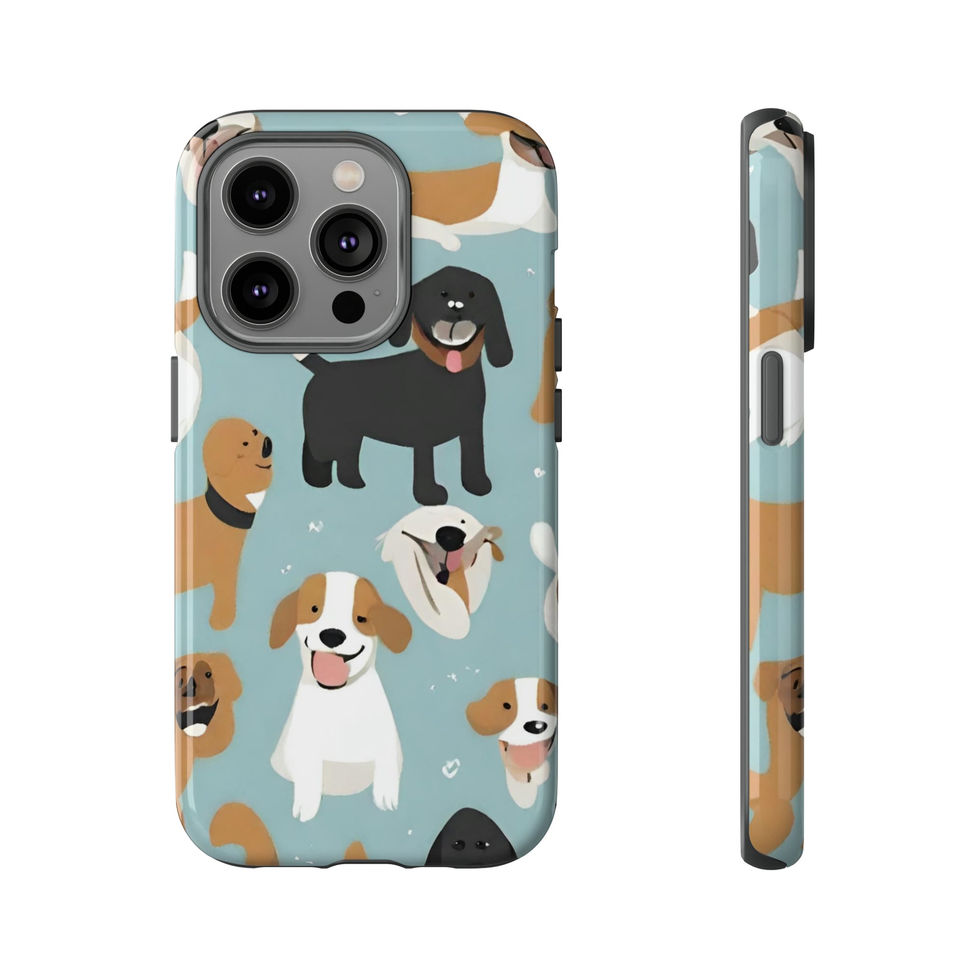 Sniffwagglendwalk™ Multi Dog Design Tough Phone Case. - Sniff Waggle And Walk