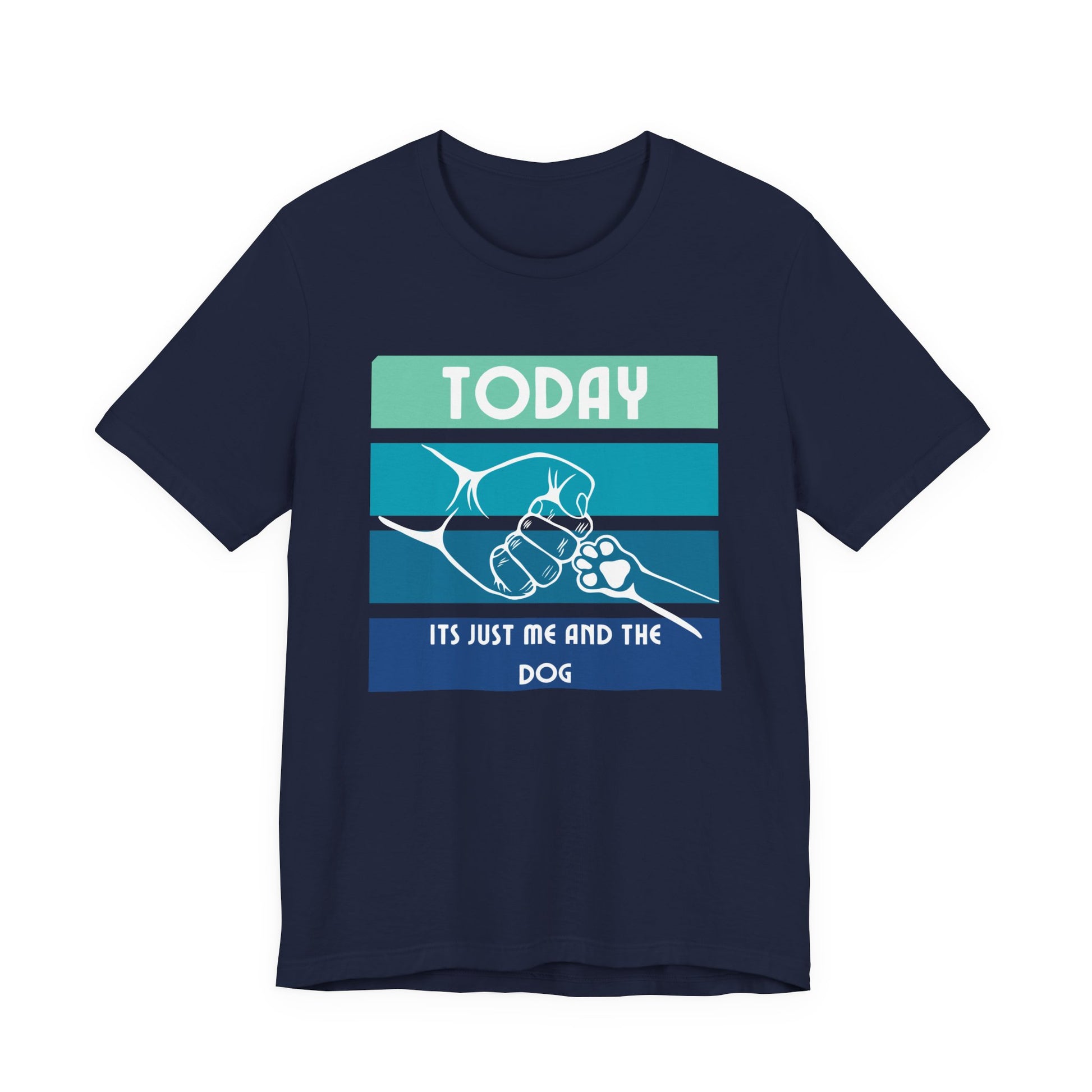 Today It's Just Me and the Dog retro tee in Navy, front view