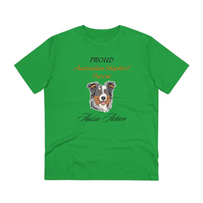 PROUD AUSTRALIAN SHEPHARD PARENT "Aussie Action" Soft Organic T-shirt - Unisex - Sniff Waggle And Walk