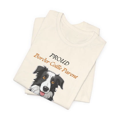 Proud Border Collie Parent t-shirt in Athletic Heather, flat lay