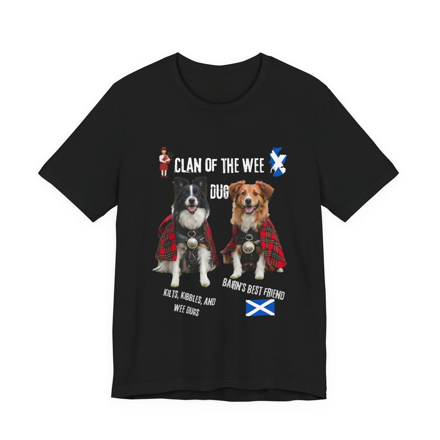 Clan of the Wee Dug unisex dog t-shirt in navy, soft ring-spun cotton tee for Scottish dog lovers