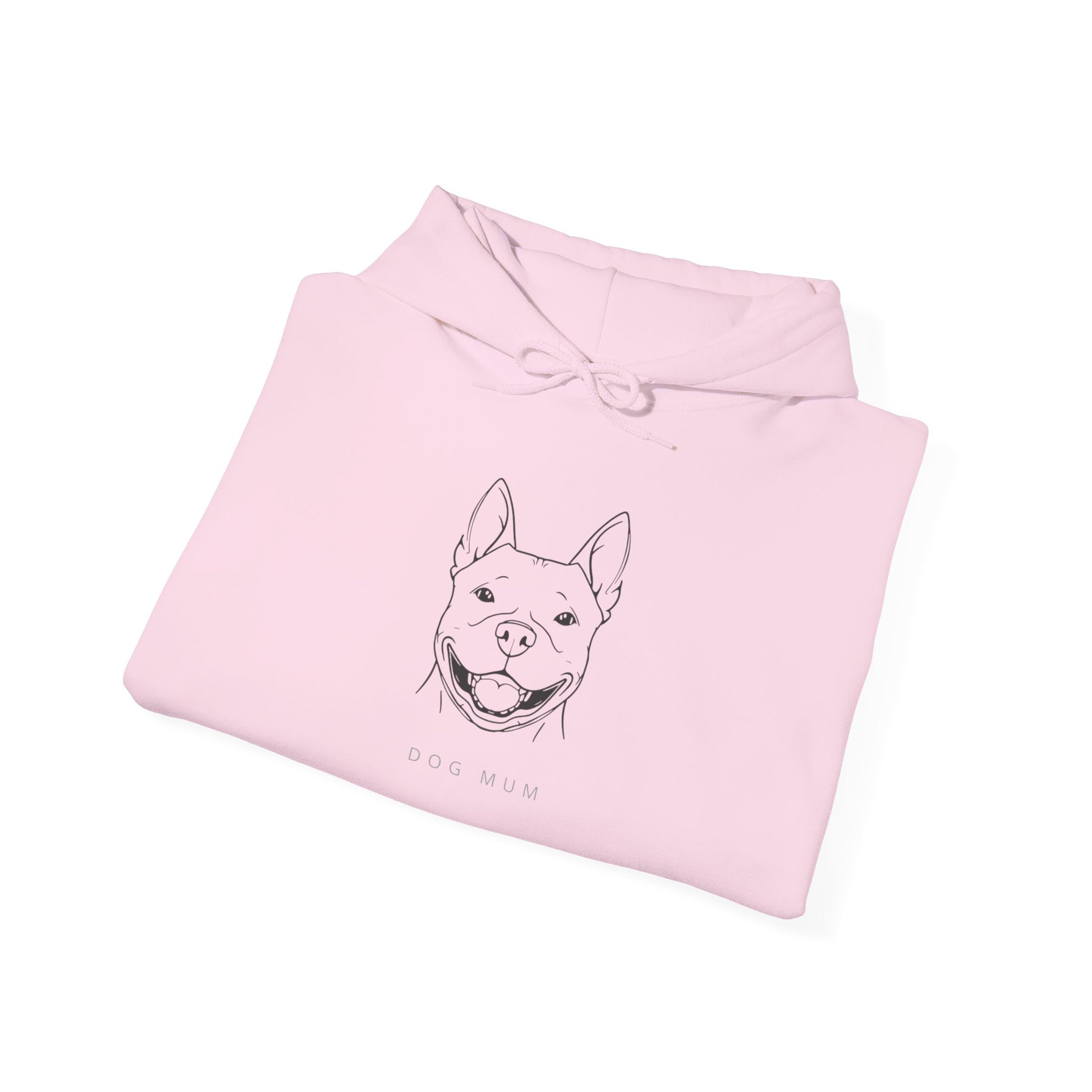 Staffie Dog Mum line art hoodie detail view