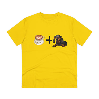 "COFFEE AND DACHSUNDS" Organic T-shirt - Unisex soft Eco Friendly Dachshund T-shirt - Sniff Waggle And Walk