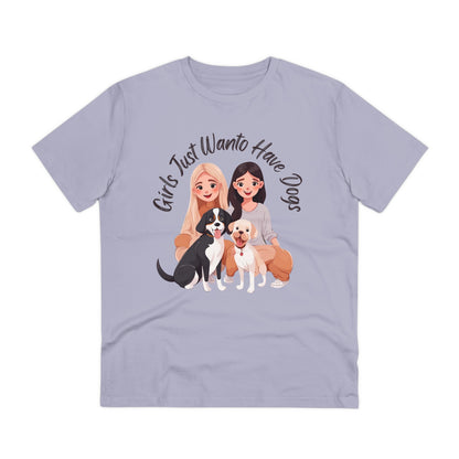 "GIRLS JUST WANTO HAVE DOGS" Organic T-shirt - Unisex - Sniff Waggle And Walk