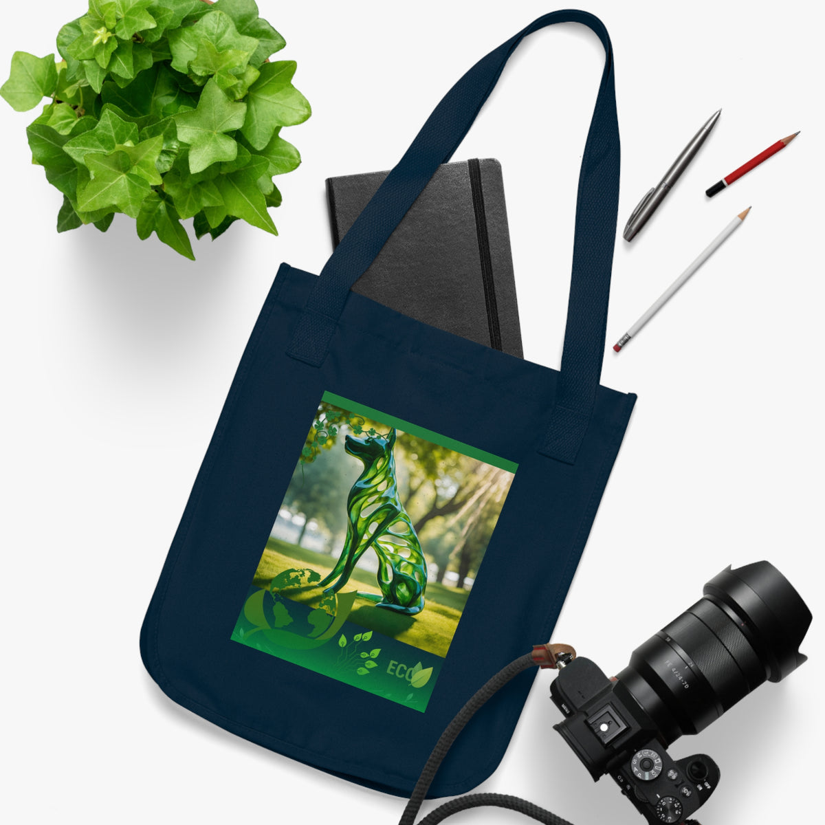 Organic cotton dog print tote bag shown as a gift option for dog lovers