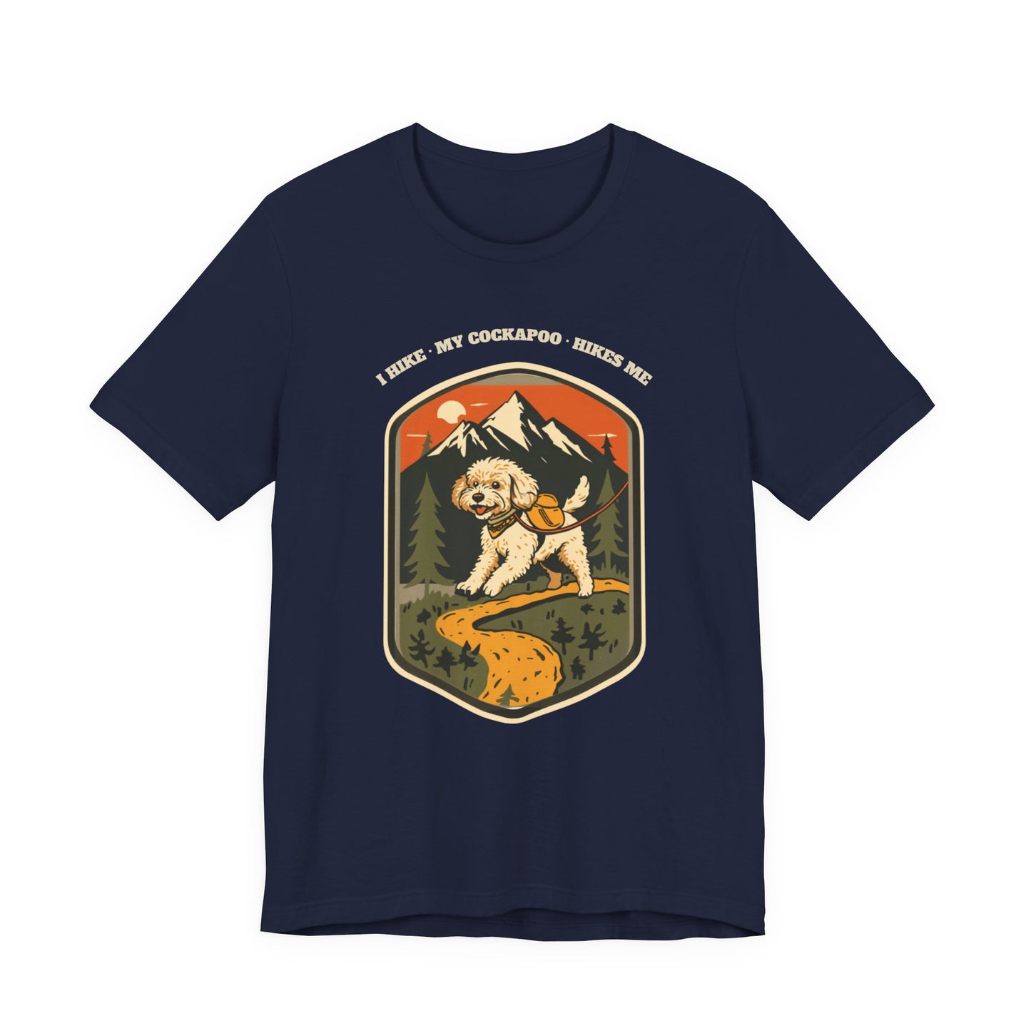 Dark grey heather cockapoo hiking tee front view