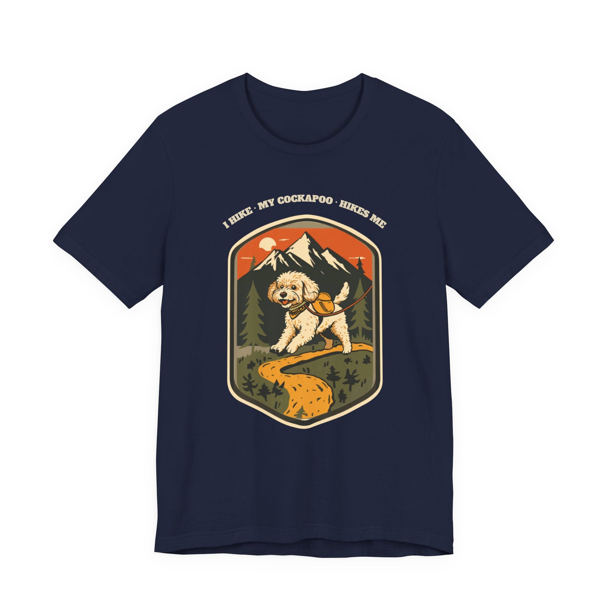 Dark grey heather cockapoo hiking tee front view