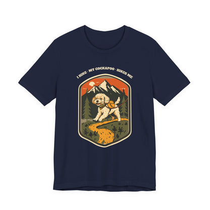 Dark grey heather cockapoo hiking tee front view