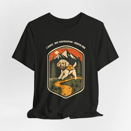 Black cockapoo hiking unisex tee gift idea for dog lovers