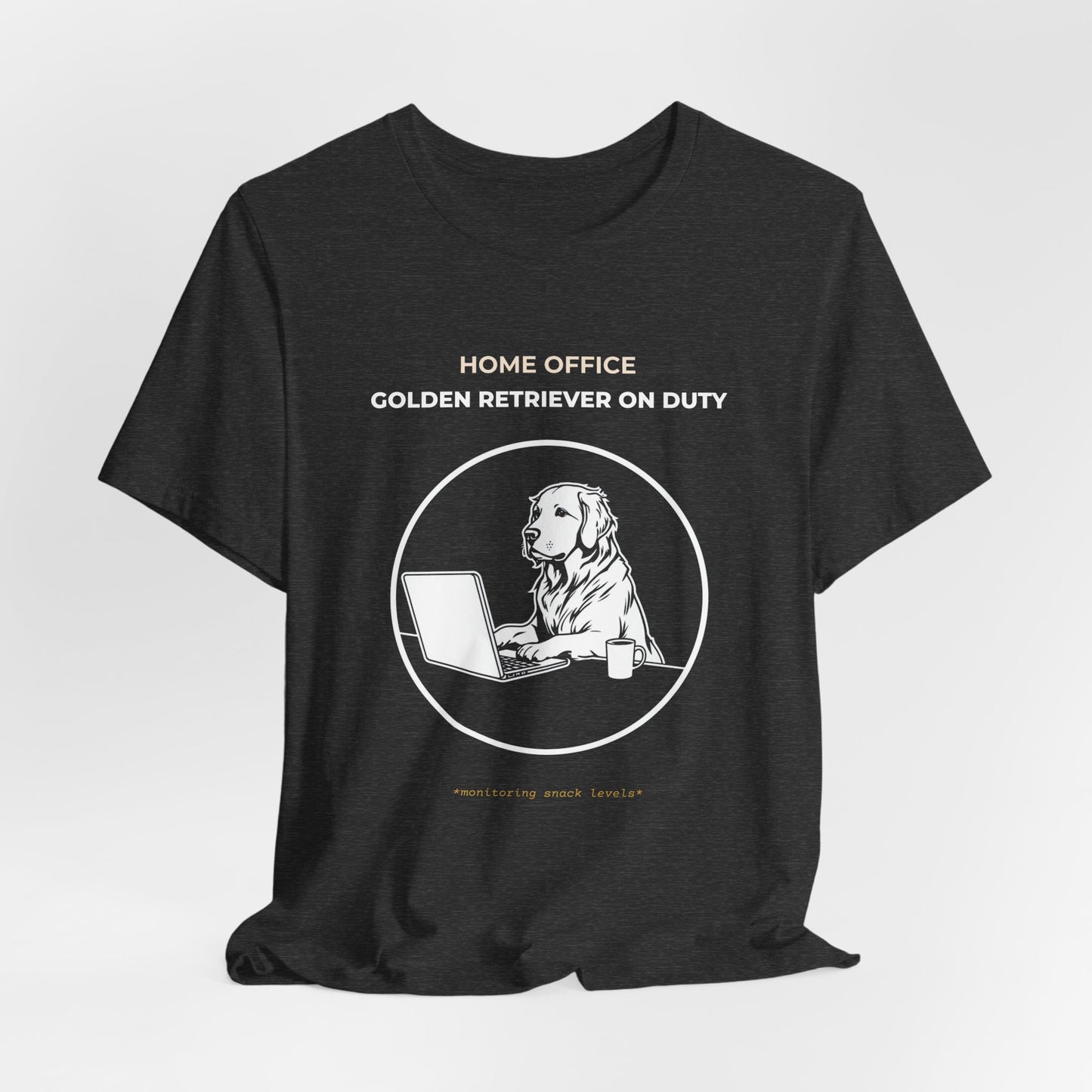 Golden Retriever Home Office T-Shirt — "Golden Retriever On Duty"