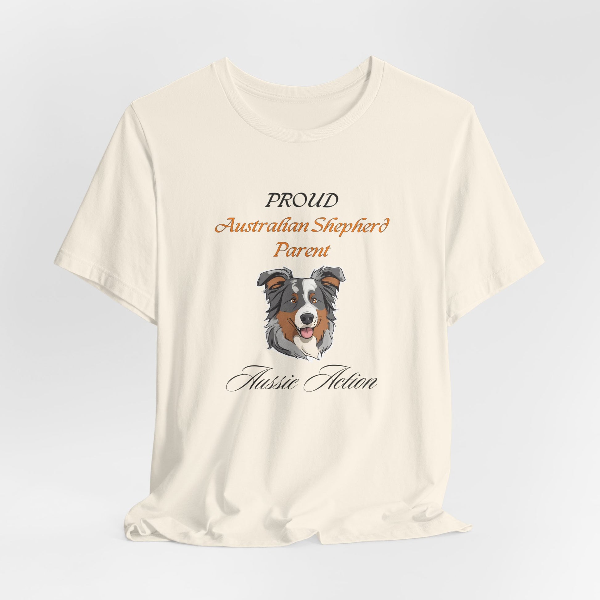 Proud Australian Shepherd Parent t-shirt in Yellow, flat lay