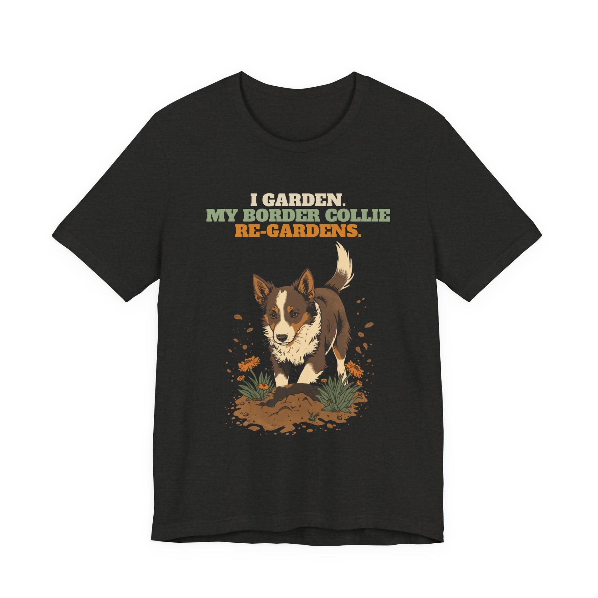 Border collie gardening tee in navy
