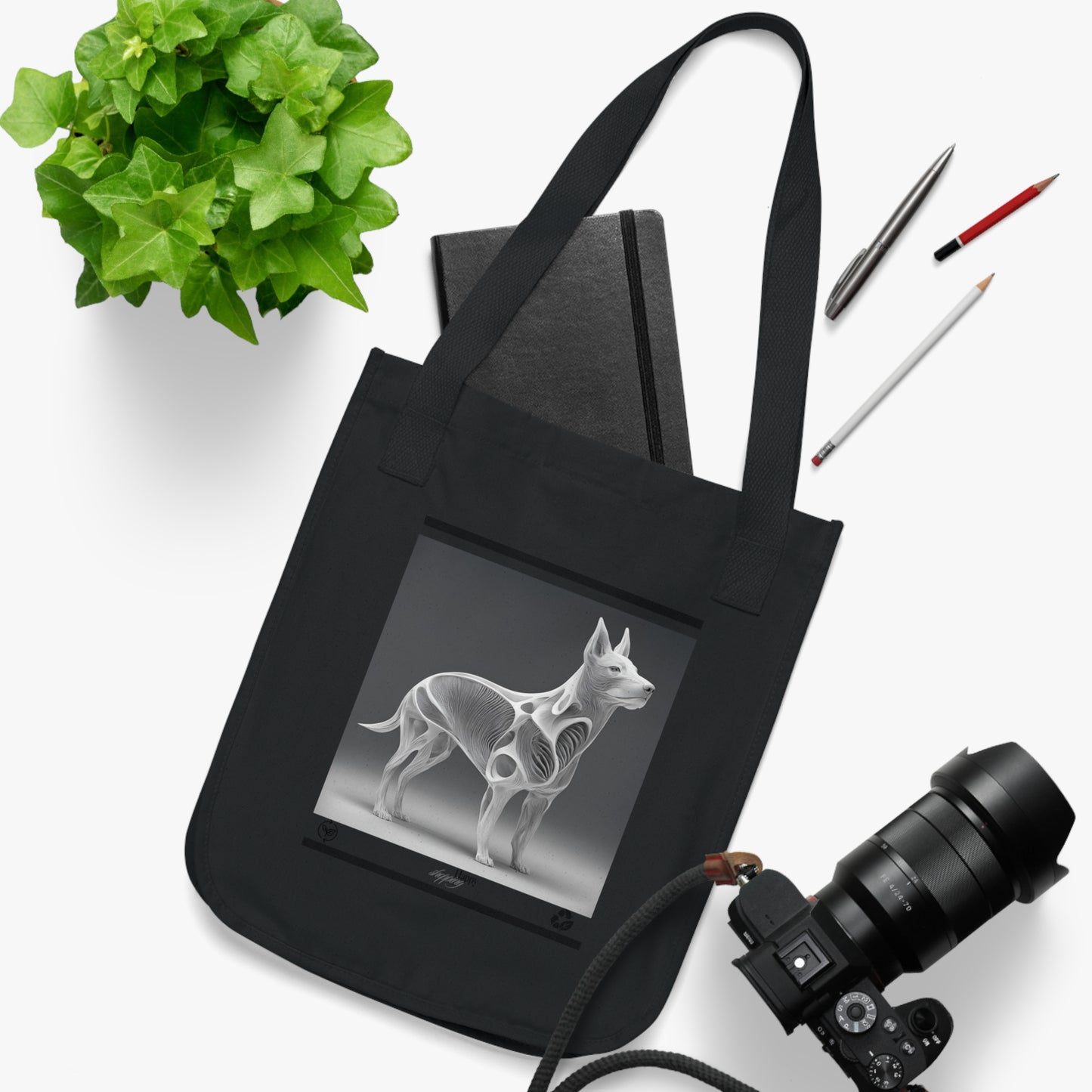 Canvas Tote Bag - Happy Shopping Eco Dog Design-Sniffwaggleandwalk™