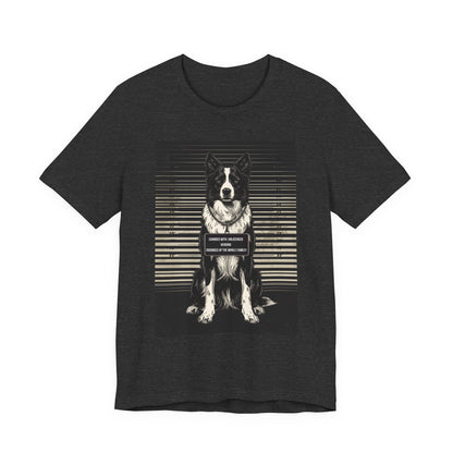 Full design view of the Border Collie True Crime Night Shift t-shirt