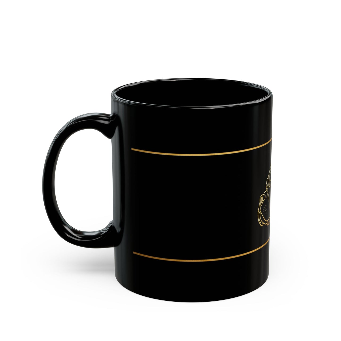 Black Ceramic Mug with Gold staffie Outline – Elegant Pet Lover Coffee Cup (11oz, 15oz)