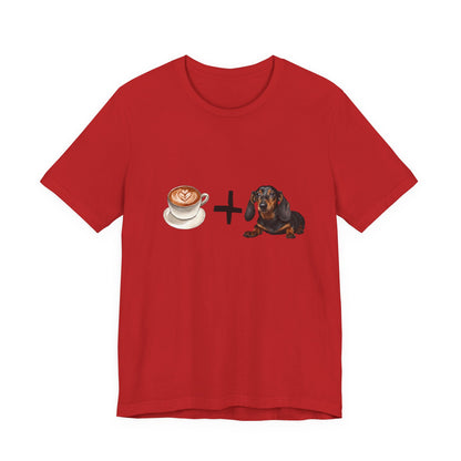 Coffee and Dachshunds T-Shirt — White — GOTS certified — SniffWaggleNWalk™
