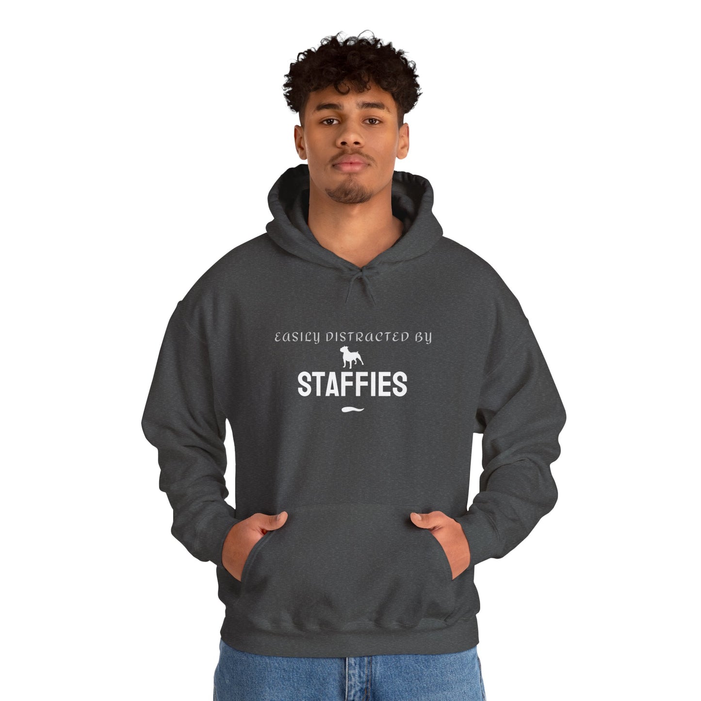 Staffie slogan hoodie maroon hood detail