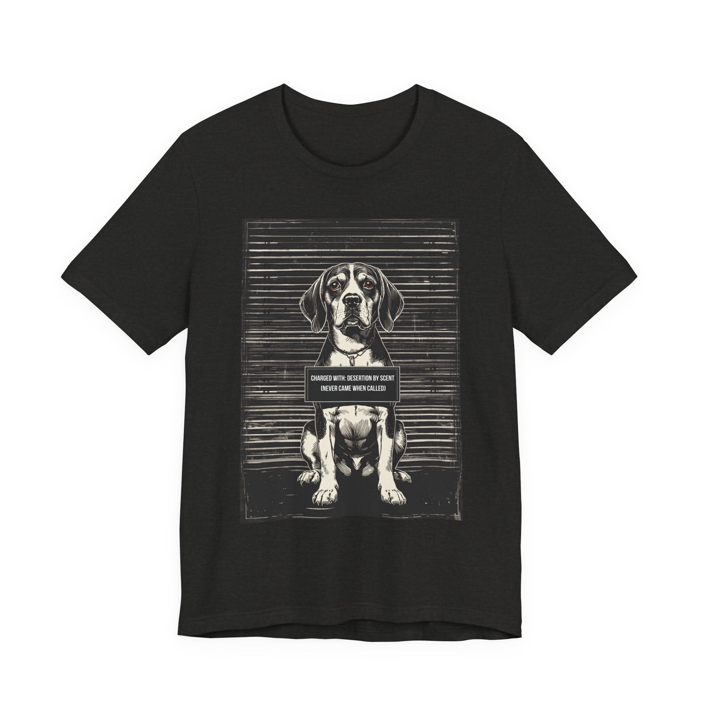 Size chart for the Beagle True Crime Night Shift t-shirt