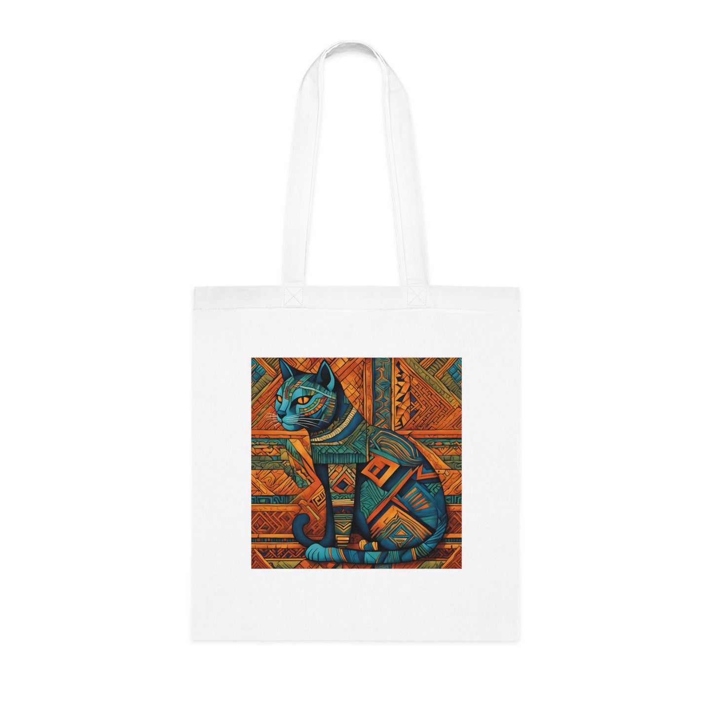 Cotton Tote Bag with Egyptian Cat Design-Sniffwaggleandwalk™