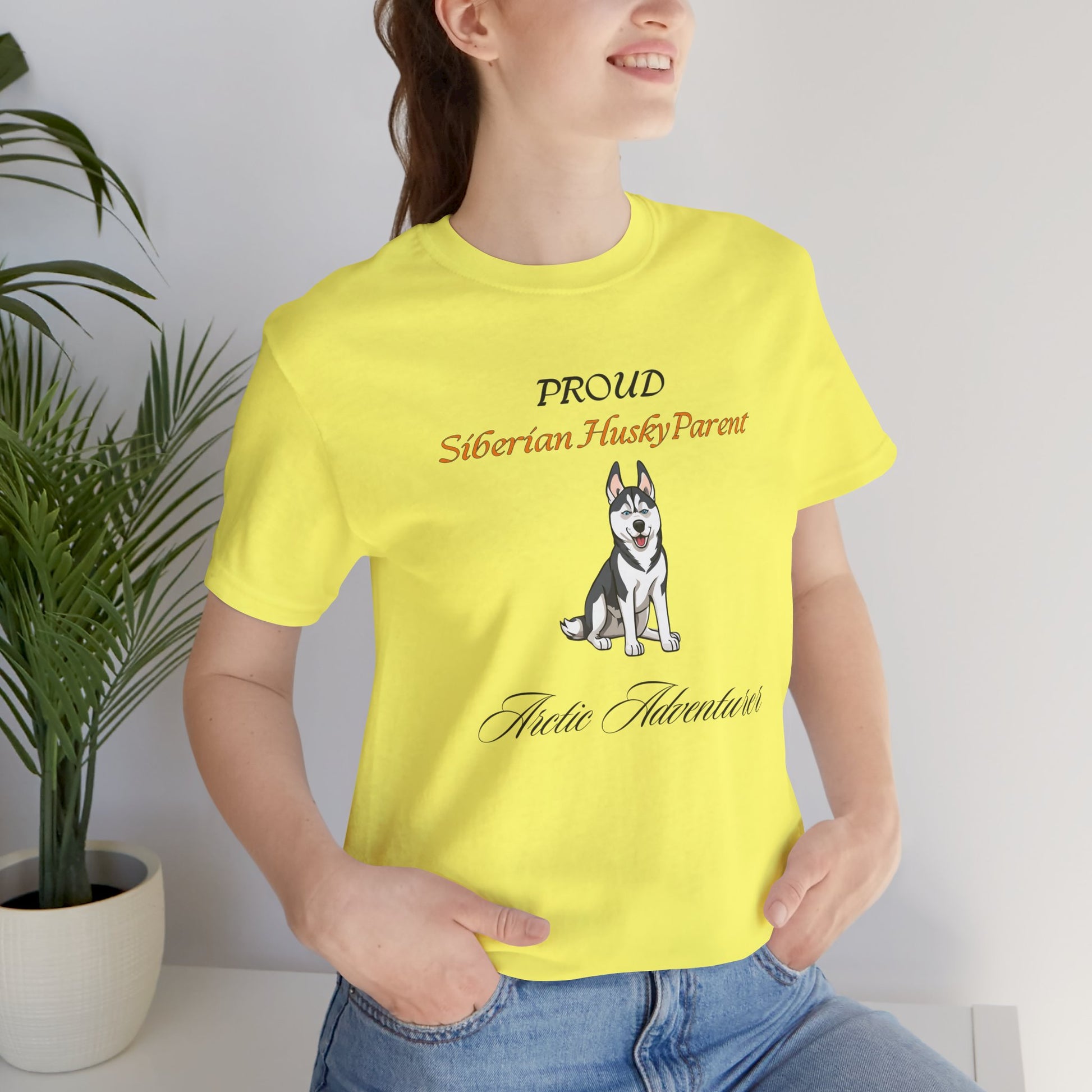 Proud Siberian Husky Parent t-shirt styled outfit, lifestyle photo