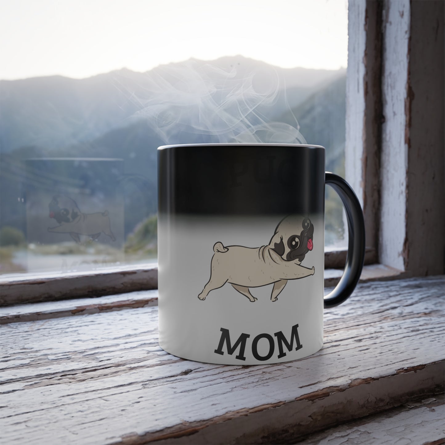 Pug Mum Color Morphing Mug, 11oz - Sniff Waggle And Walk