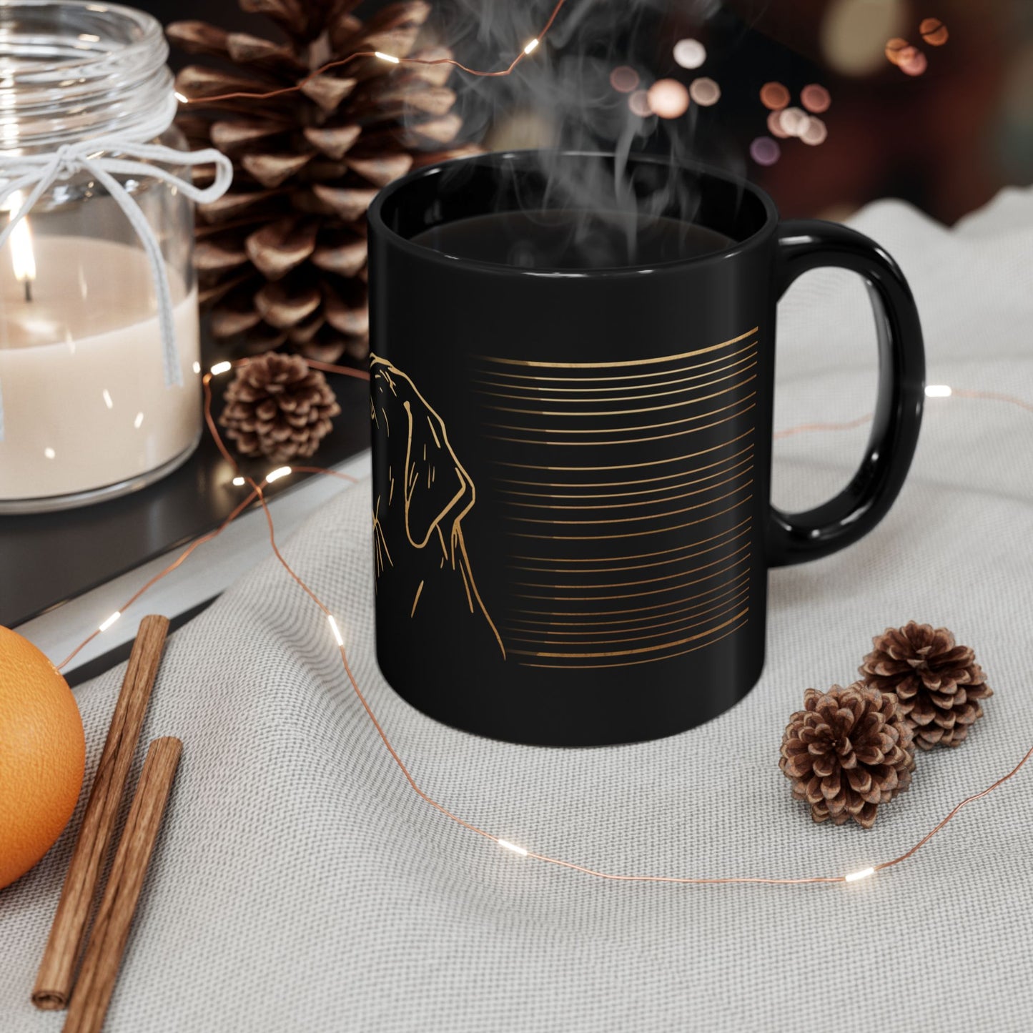 Golden Labrador Outline Black Mug – Dog Lover Coffee Cup (11oz & 15oz)