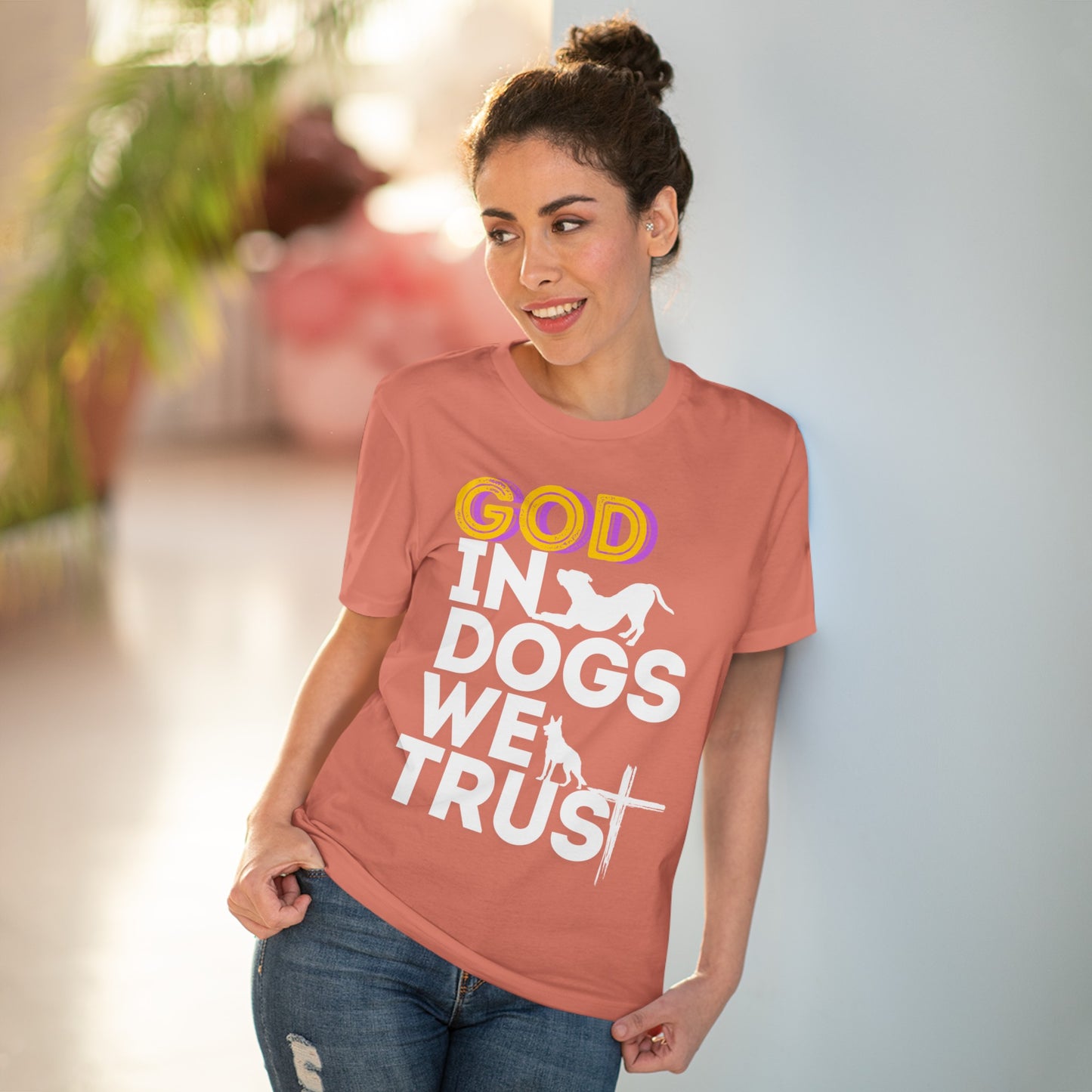 GOD IN DOGS WE TRUST Organic T-shirt - Unisex - Sniff Waggle And Walk