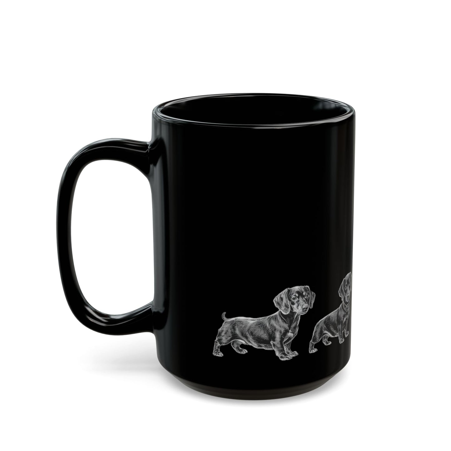Dachshund  Black Coffee Mug – Cute Wiener Dog Line Art (11oz & 15oz)