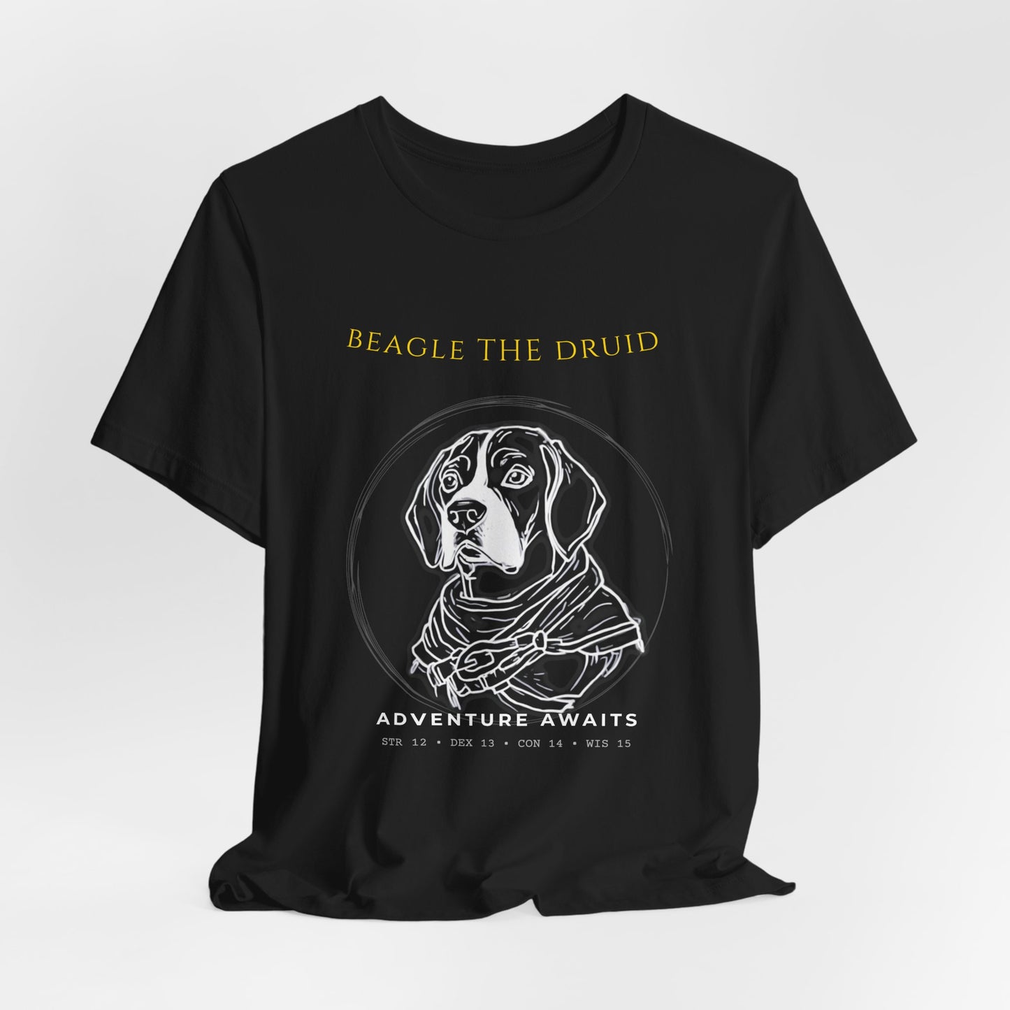 Beagle the Druid T-Shirt — "Adventure Awaits" Fantasy Dog Tee