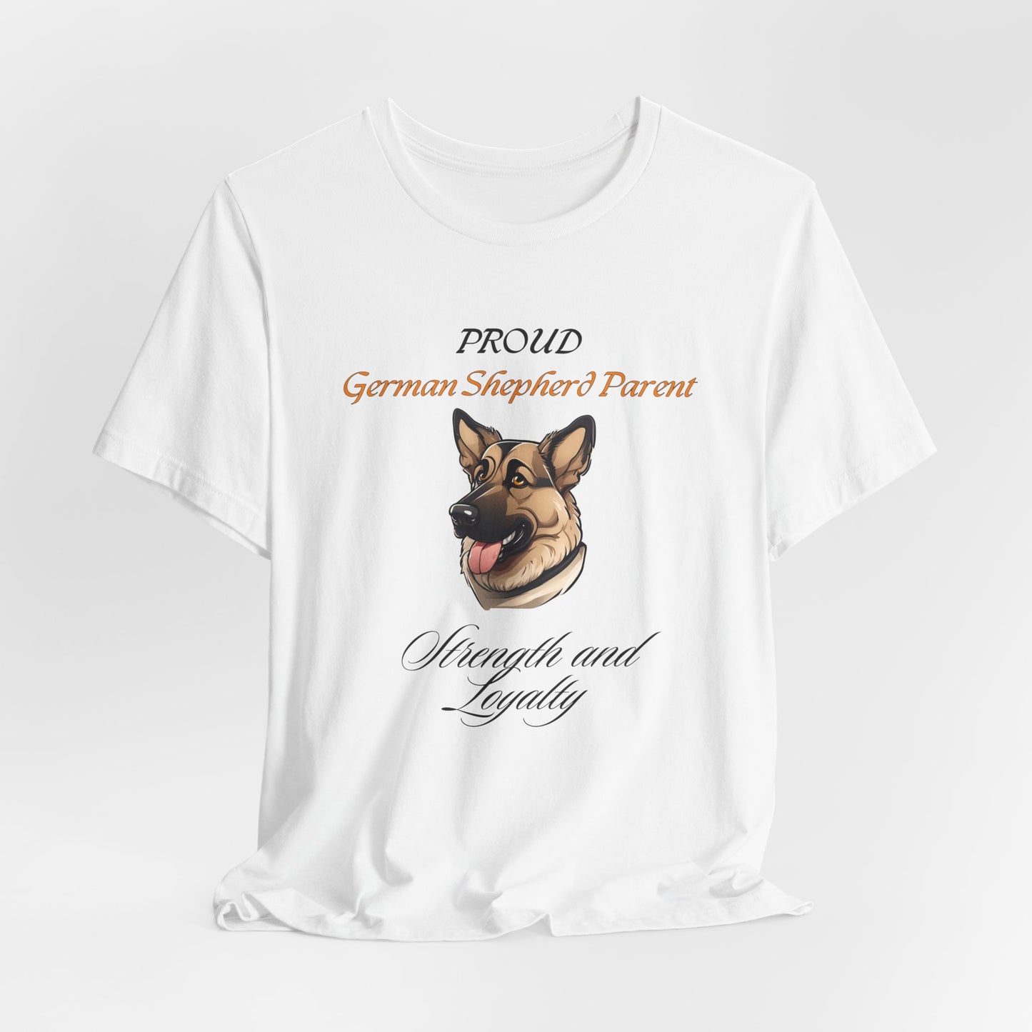 Proud German Shepherd Parent t-shirt in White, flat lay