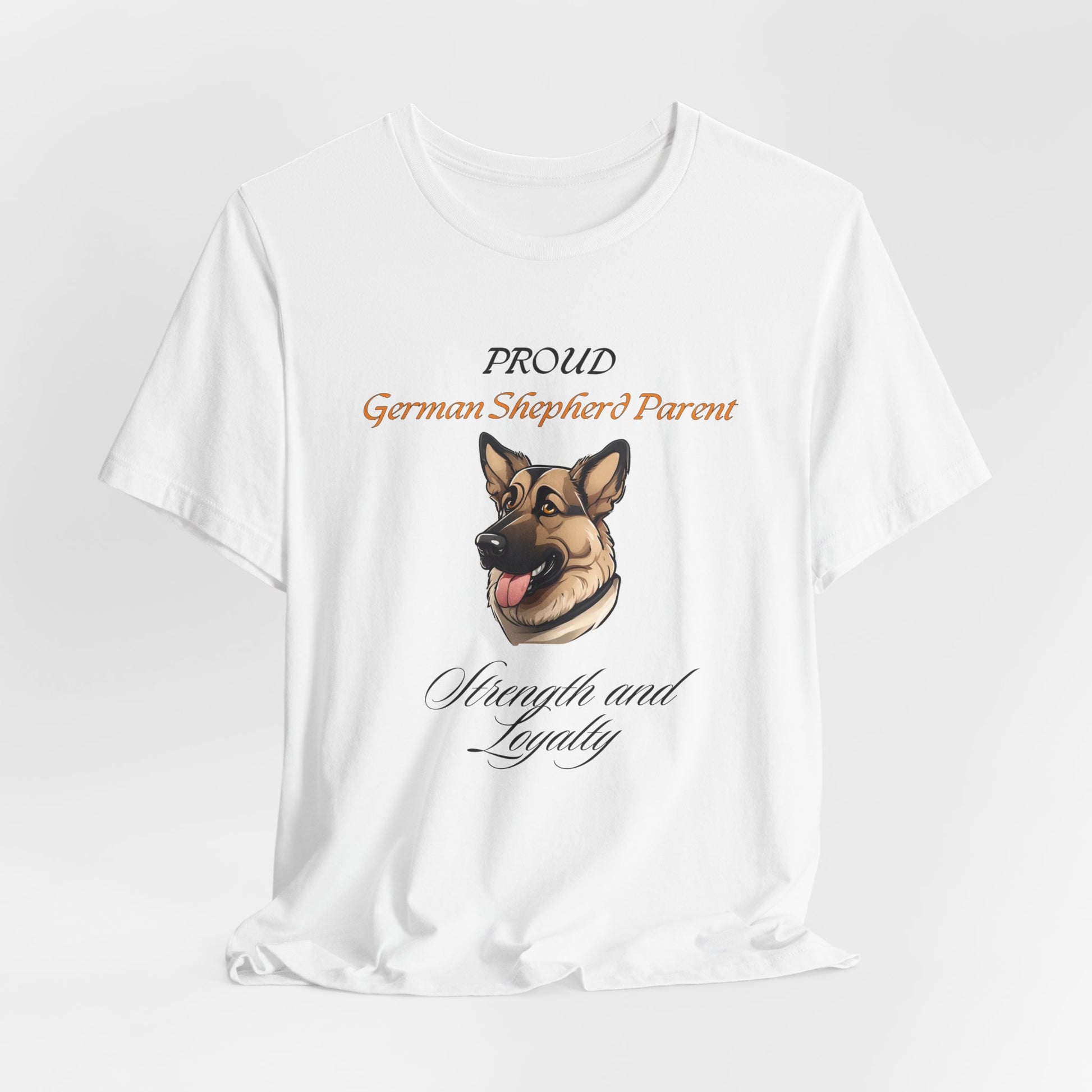 Proud German Shepherd Parent t-shirt in White, flat lay