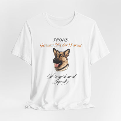 Proud German Shepherd Parent t-shirt in White, flat lay